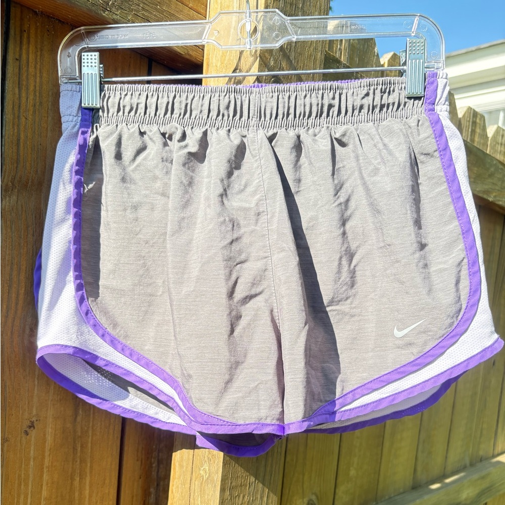 Nike Women's Gray and Purple Running Shorts